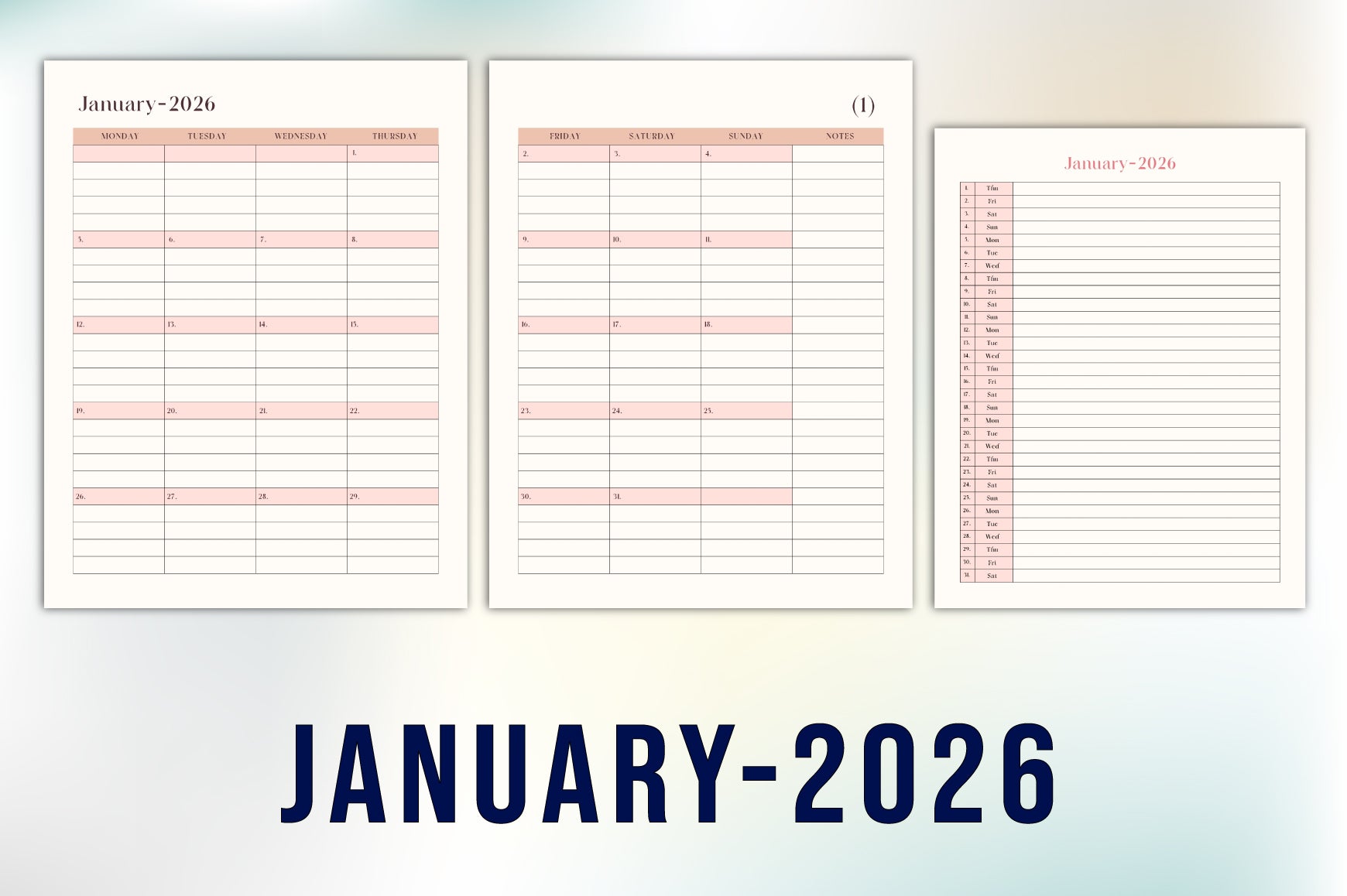 Monthly Format Planner