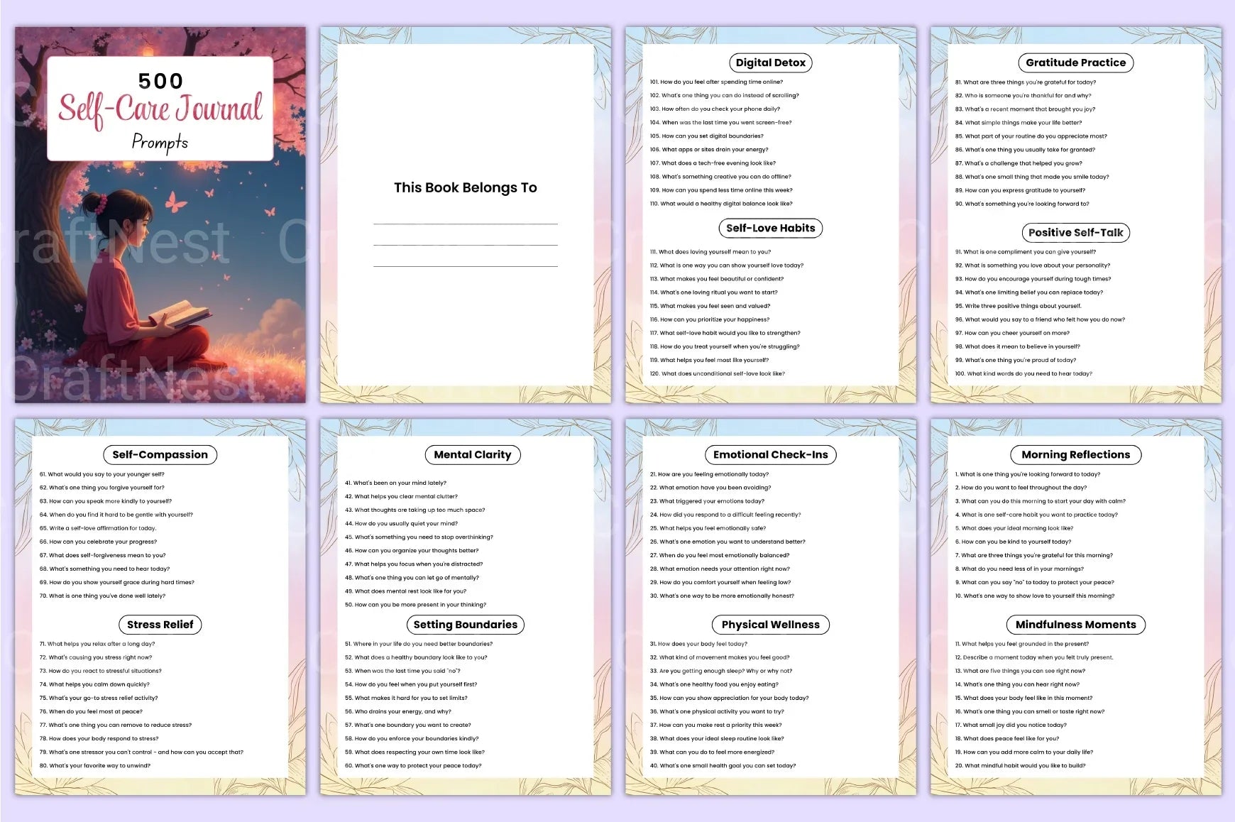 Self Care Prompts for Personal Wellbeing - CraftNest - Digital Crafting and Art