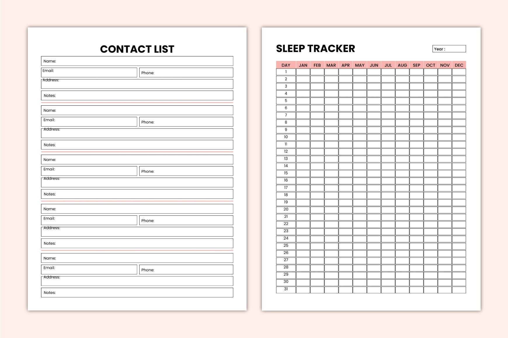 Sleep Tracking Journal for Better Rest