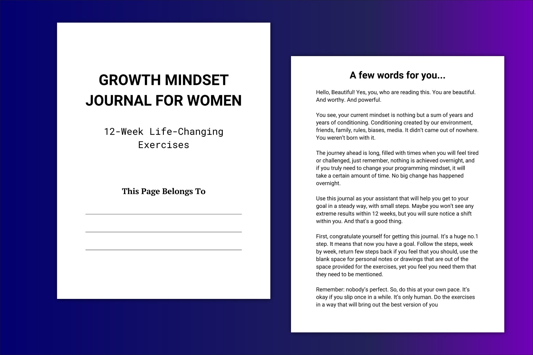 Week Growth Women Mindset Journal