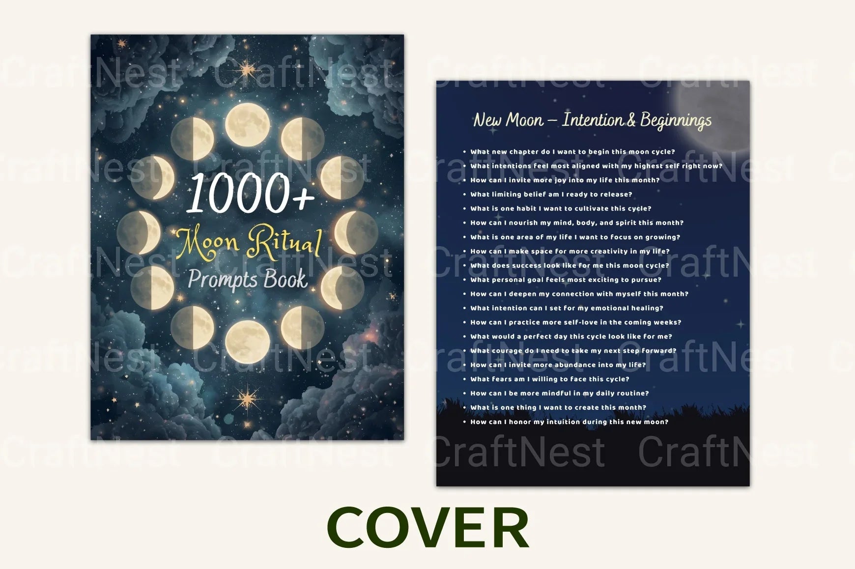 Moon Ritual Prompts Book - CraftNest - Digital Crafting and Art