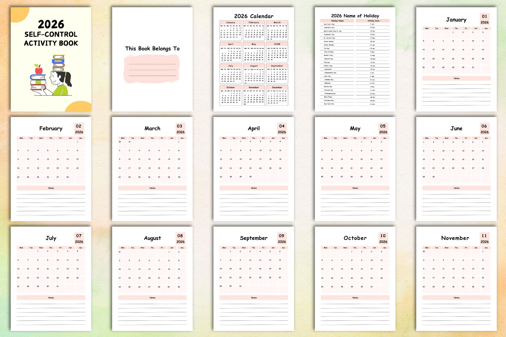 Self Control Activity Planner