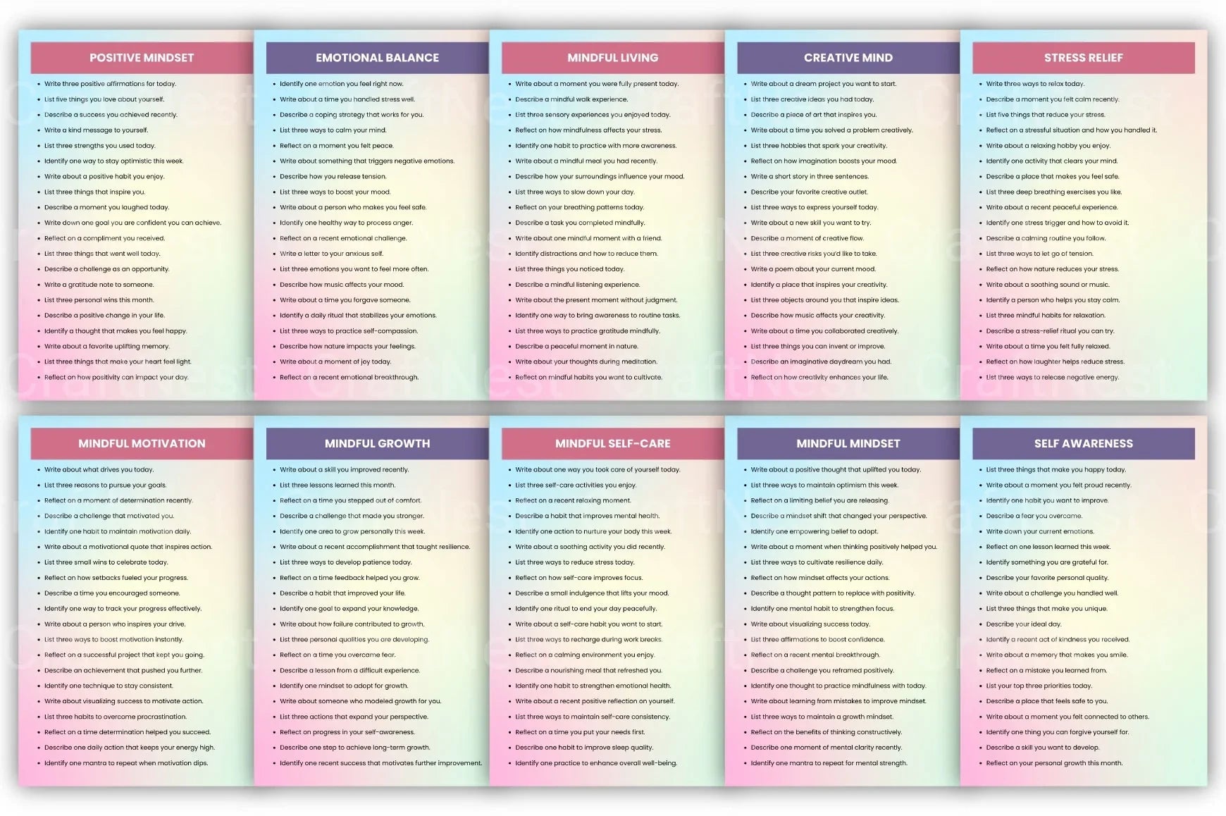 Mental Glow Prompts for Mindfulness and Well-being - CraftNest - Digital Crafting and Art