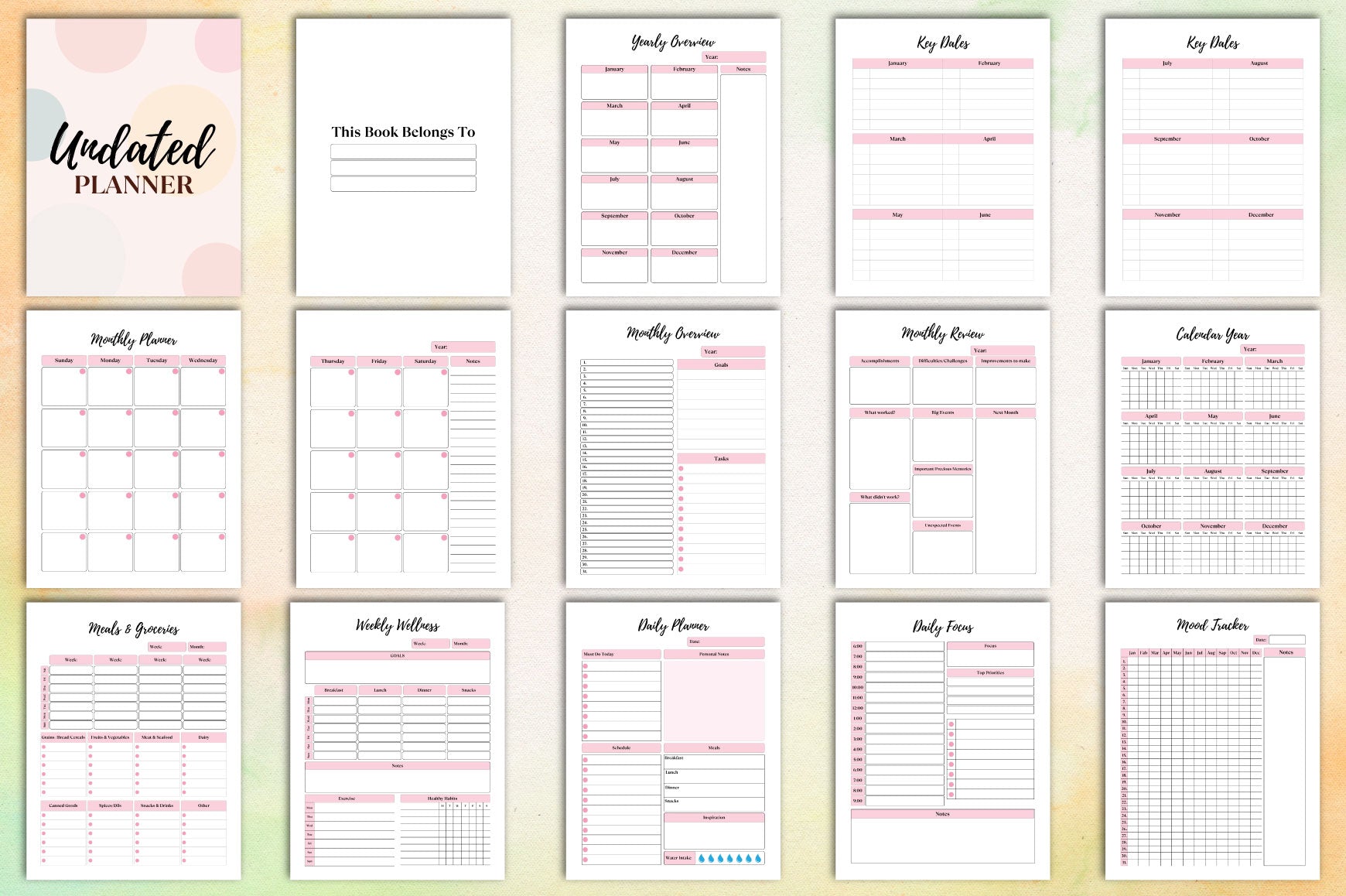 Undated Planner for Organization and Productivity