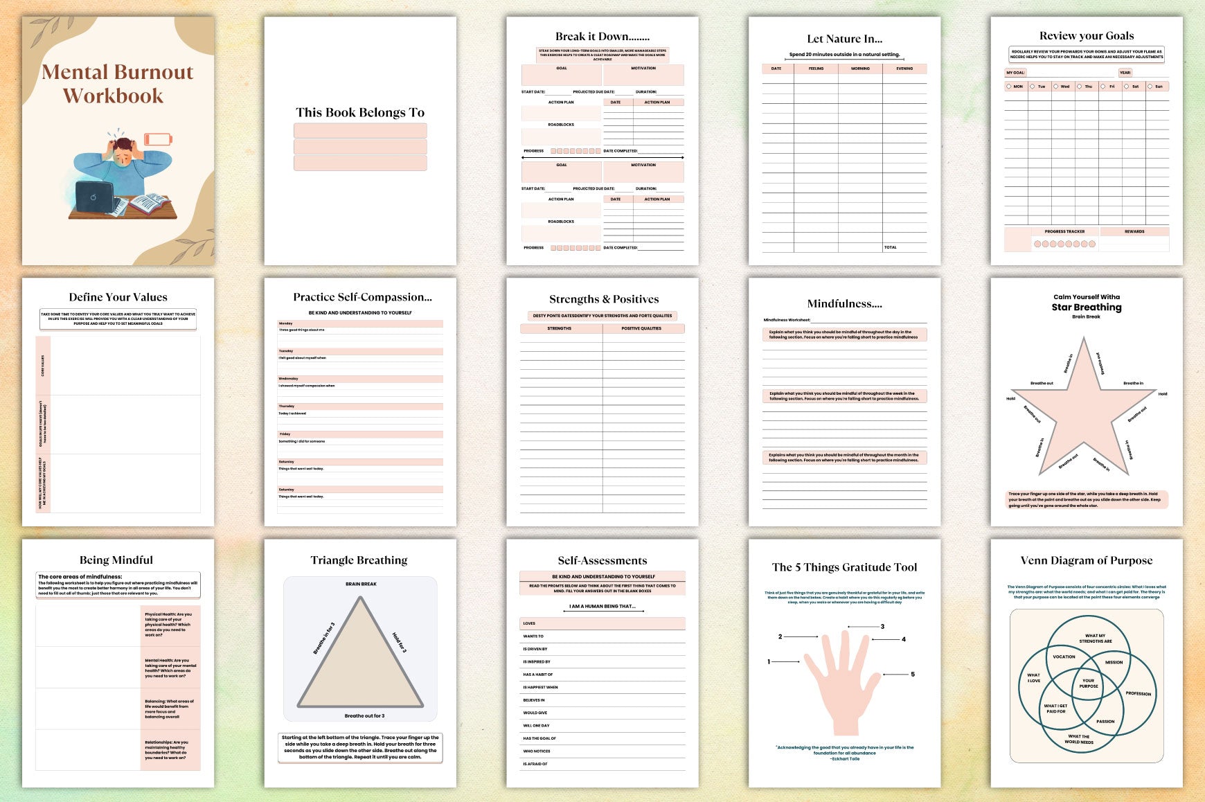 Mental Burnout Workbook for Stress Relief