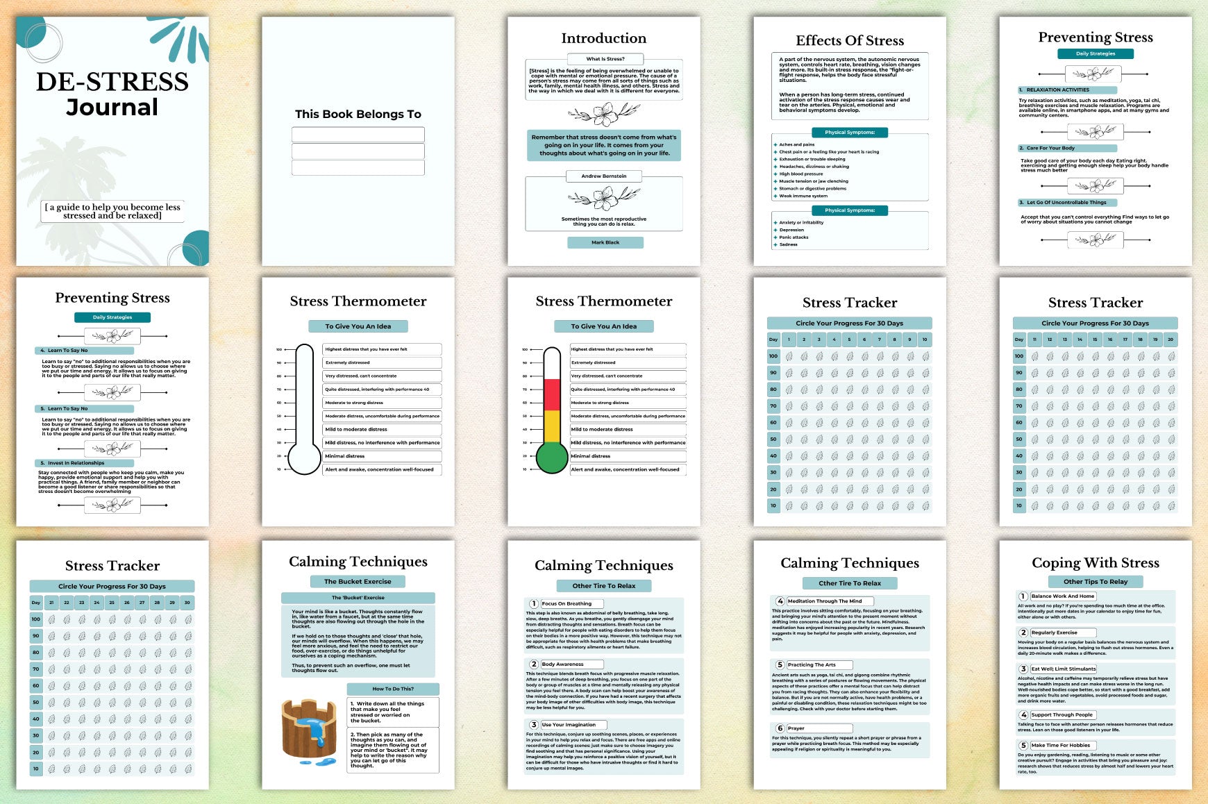 De-Stress Journal for Relaxation and Mindfulness