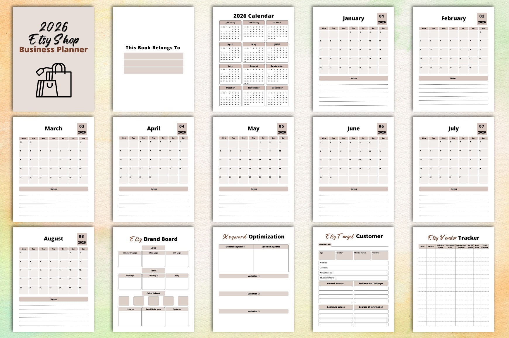 Etsy Shop Business Planner