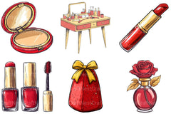 Red And Gold Cosmetics Clipart Bundle - CraftNest - Digital Crafting and Art