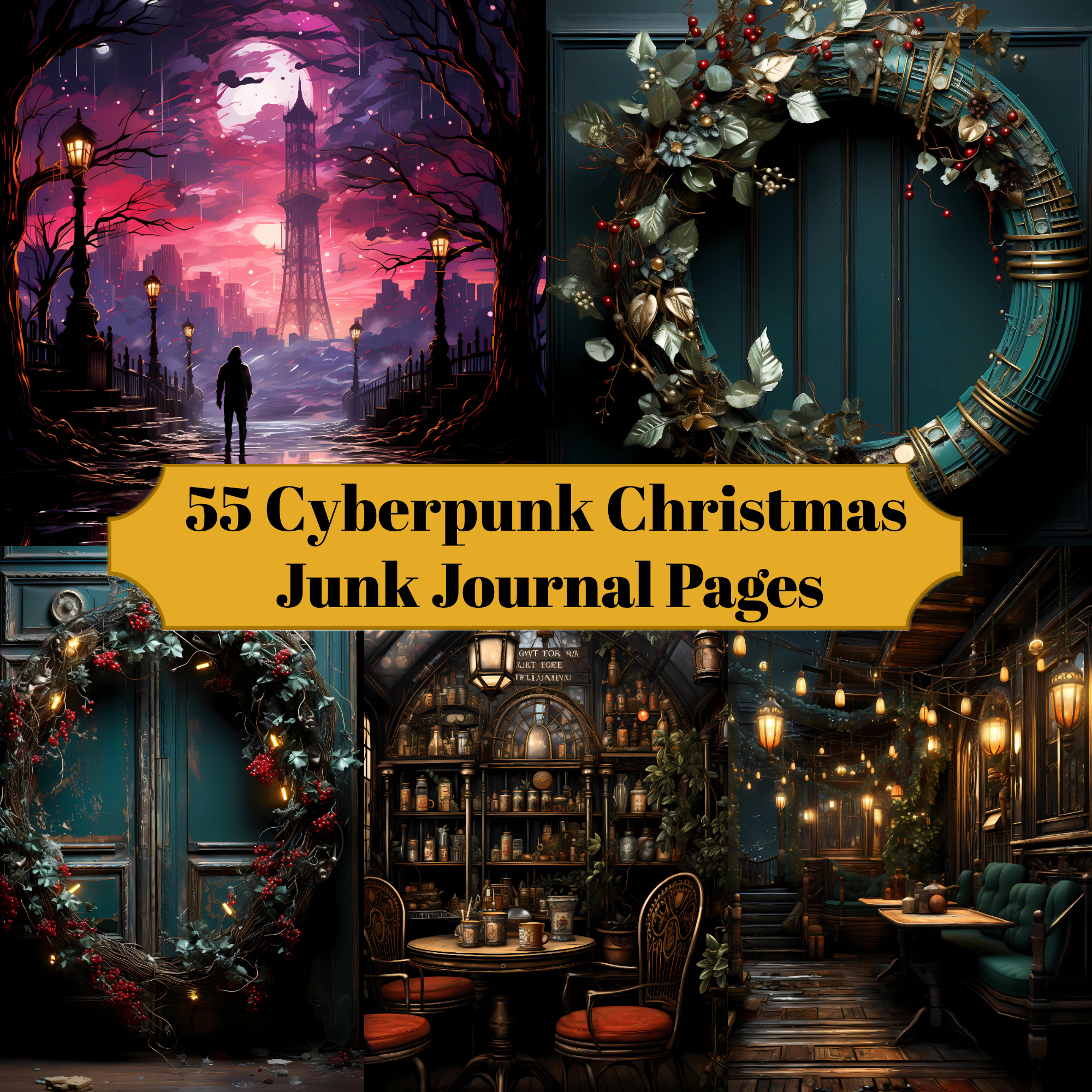 Cyberpunk Christmas Junk Journal Pages - CraftNest