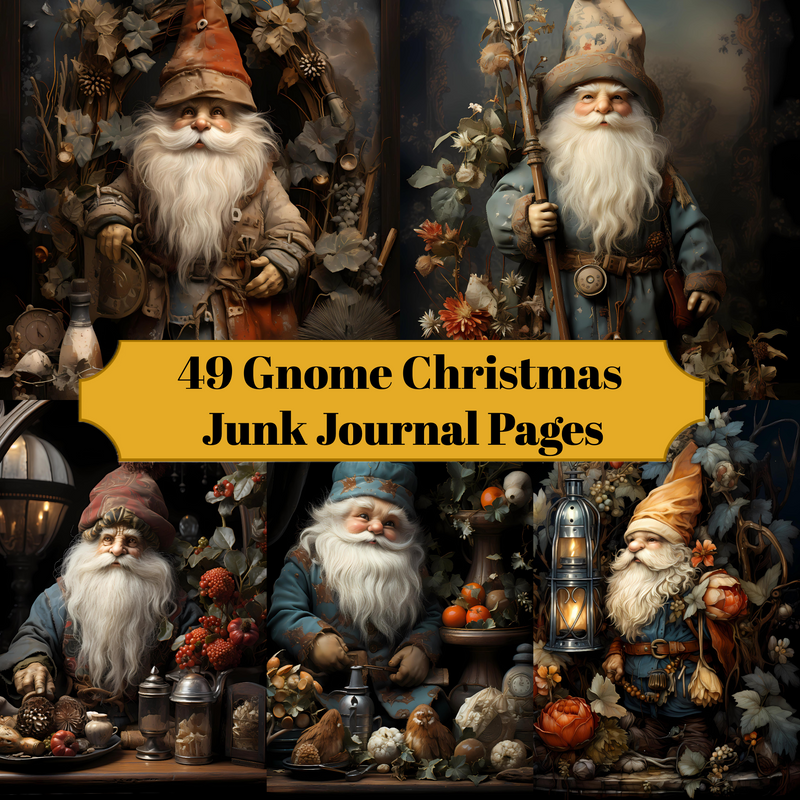 Gnome Christmas Junk Journal Pages - CraftNest