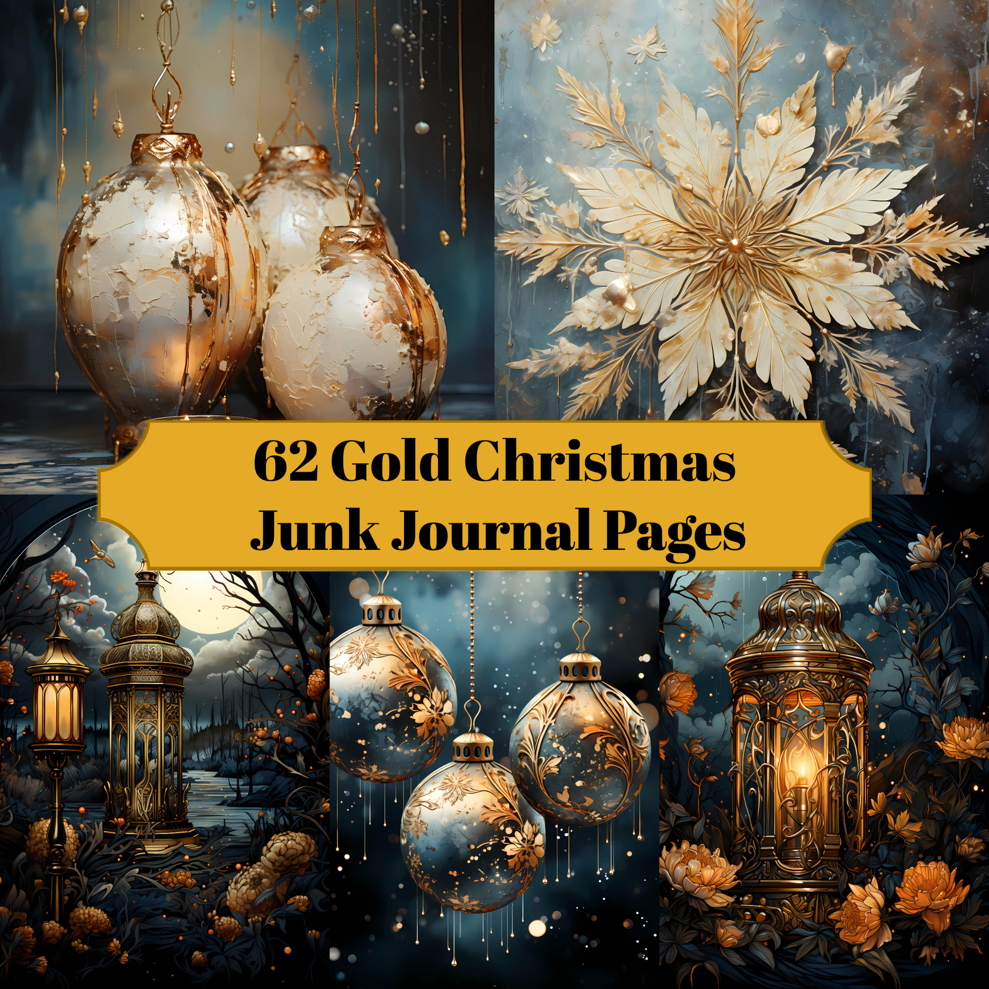 Gold Christmas Junk Journal Pages - CraftNest