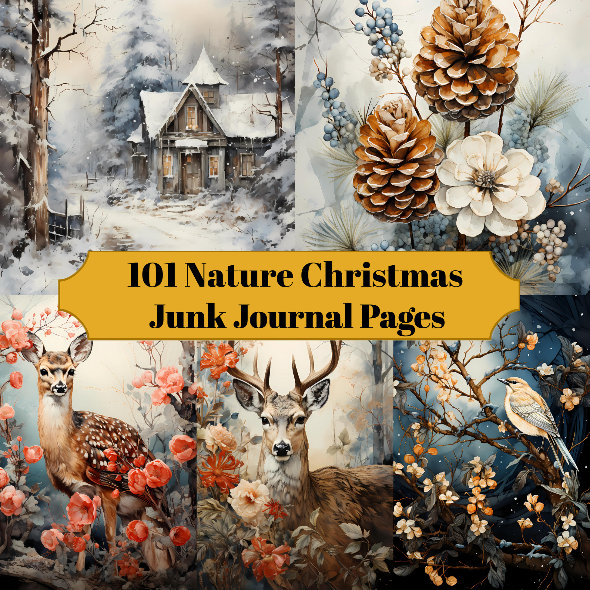 Nature Christmas Junk Journal Pages - CraftNest