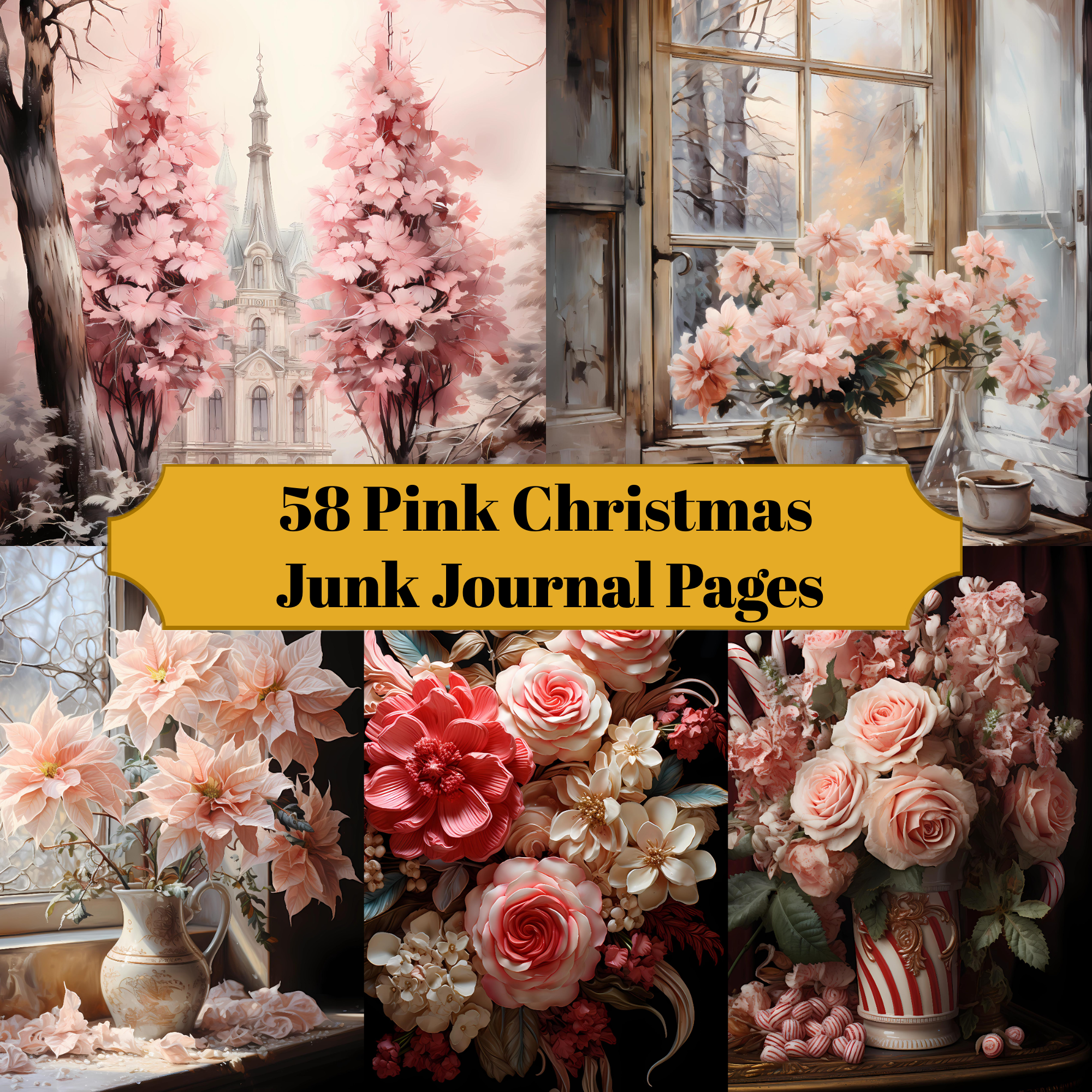 Pink Christmas Junk Journal Pages - CraftNest