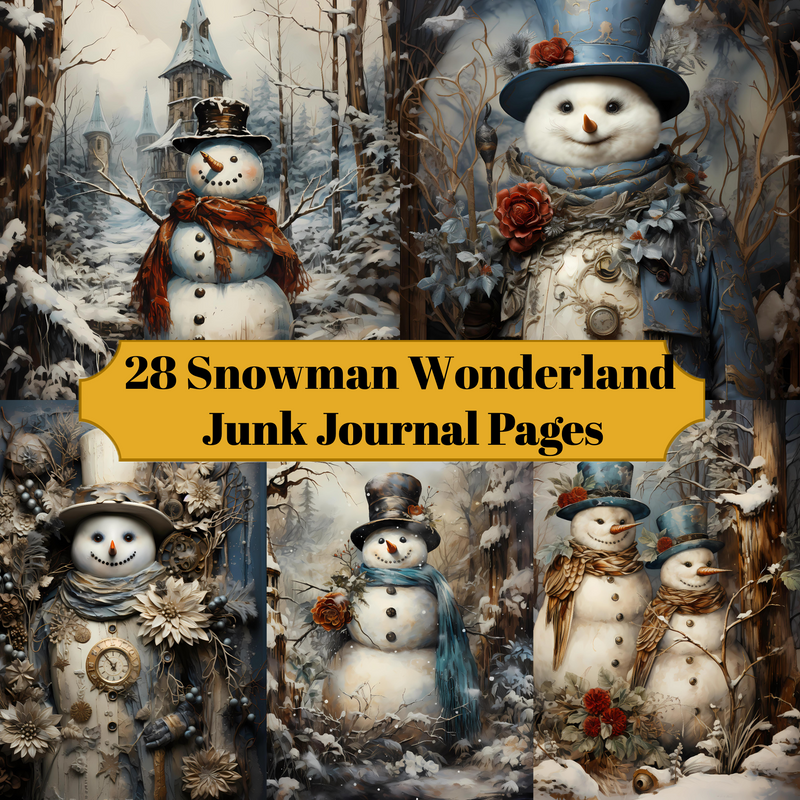 Snowman Wonderland Junk Journal Pages - CraftNest