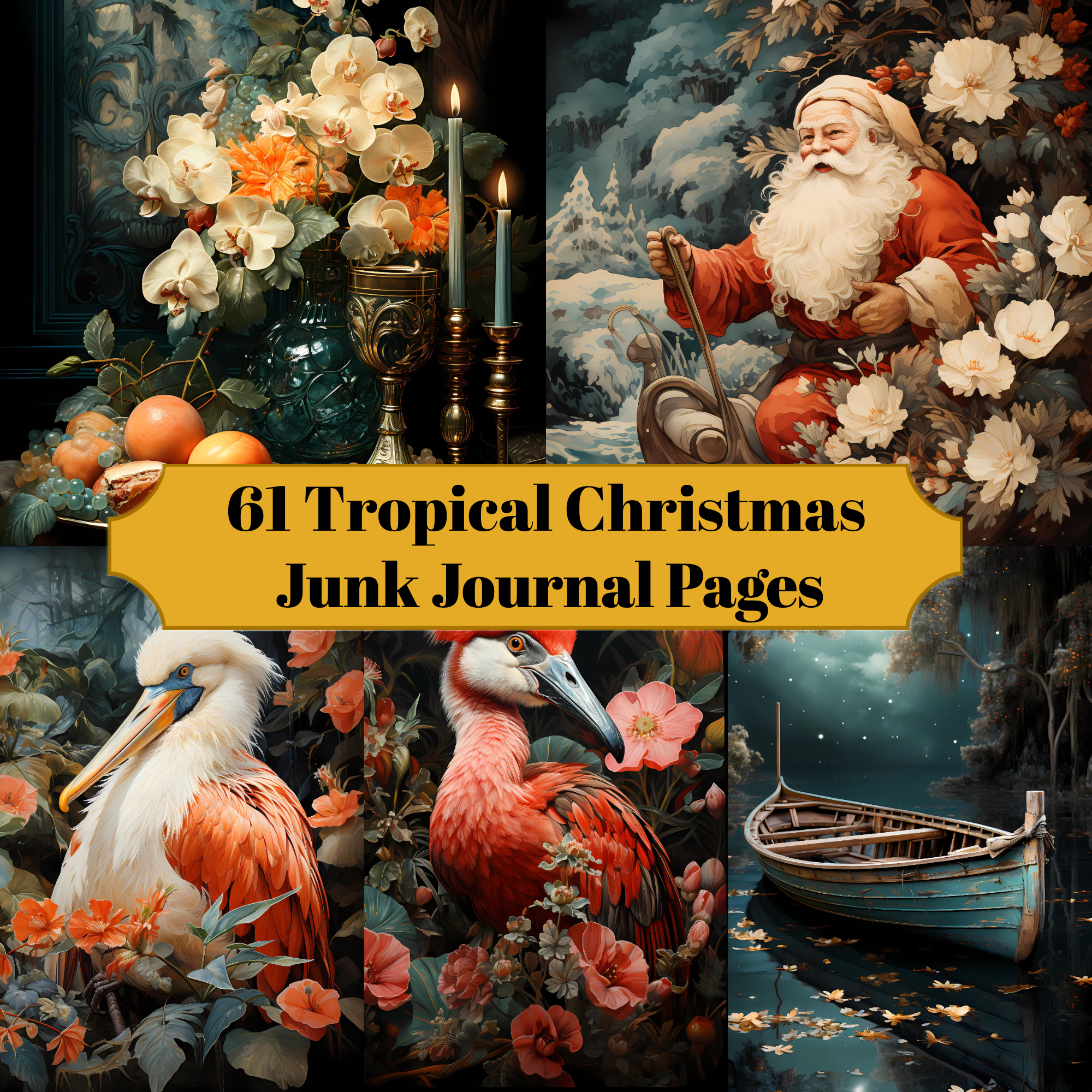 Tropical Christmas Junk Journal Pages - CraftNest