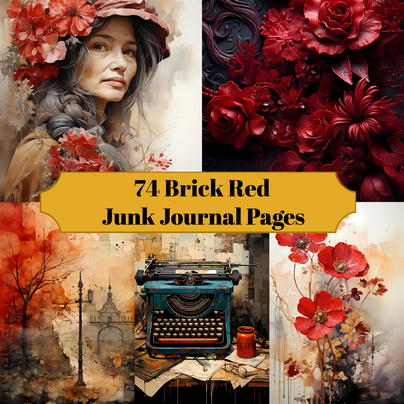 Brick Red Junk Journal Pages - CraftNest