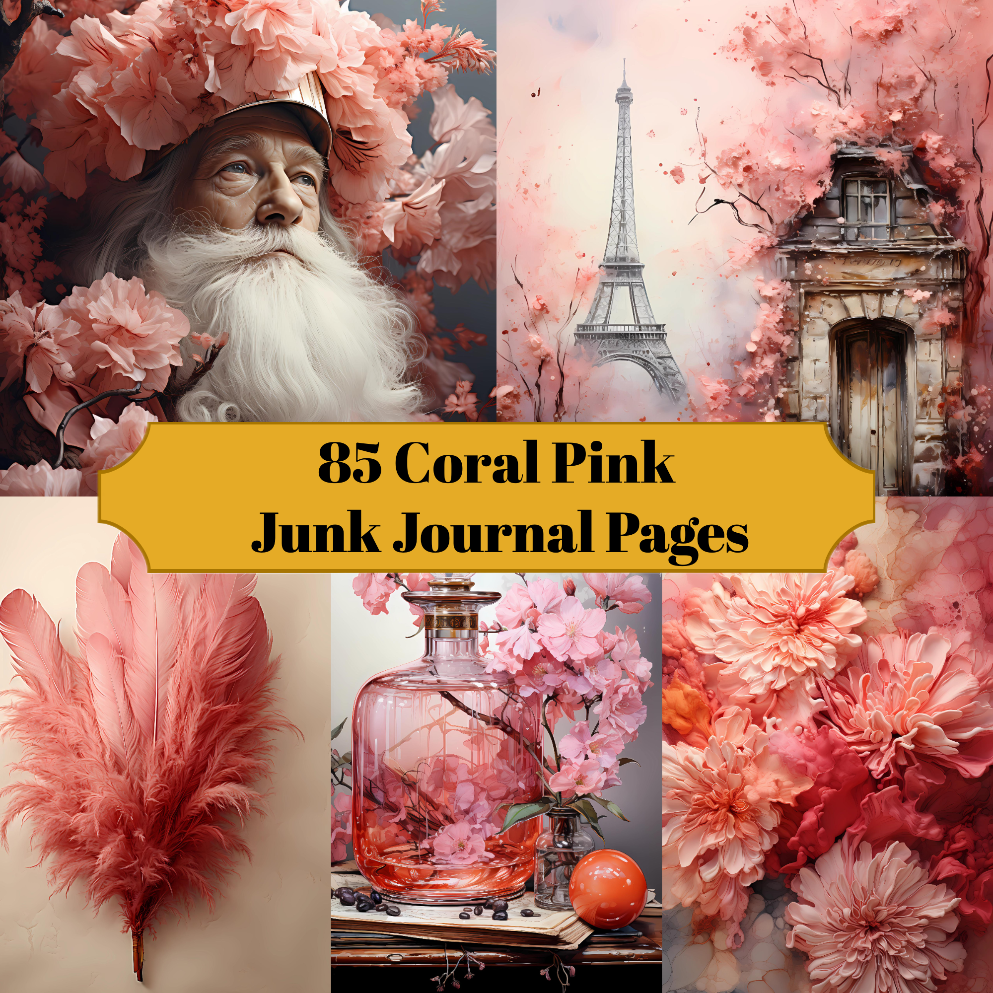 Coral Pink Junk Journal Pages - CraftNest