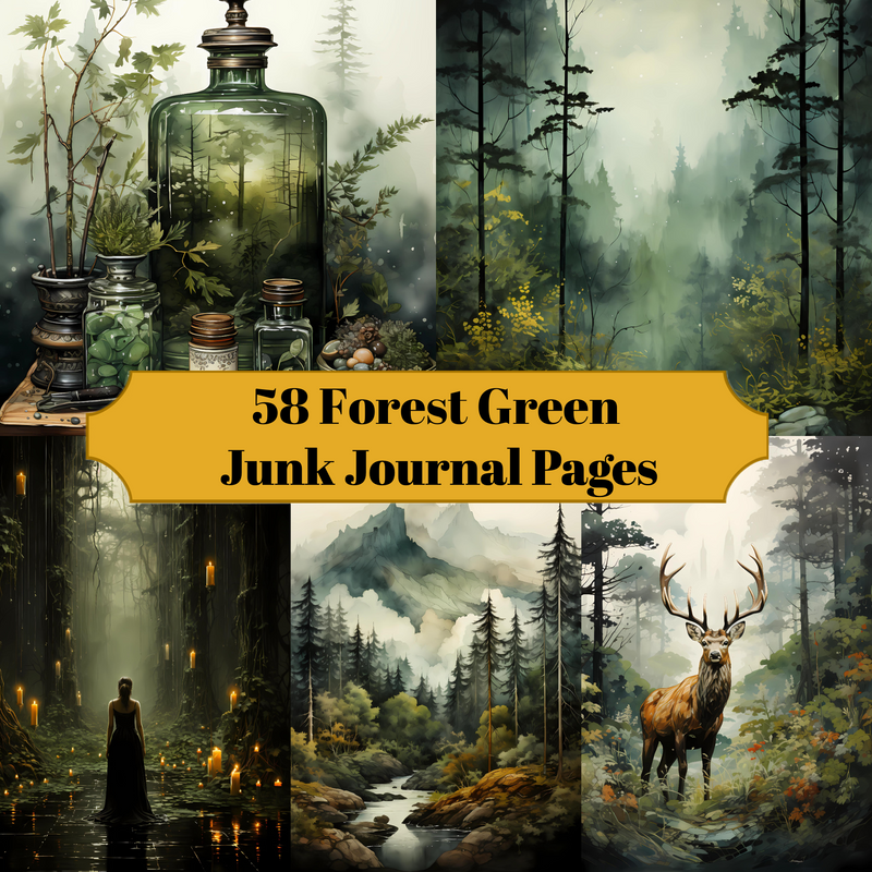 Forest Green Junk Journal Pages - CraftNest