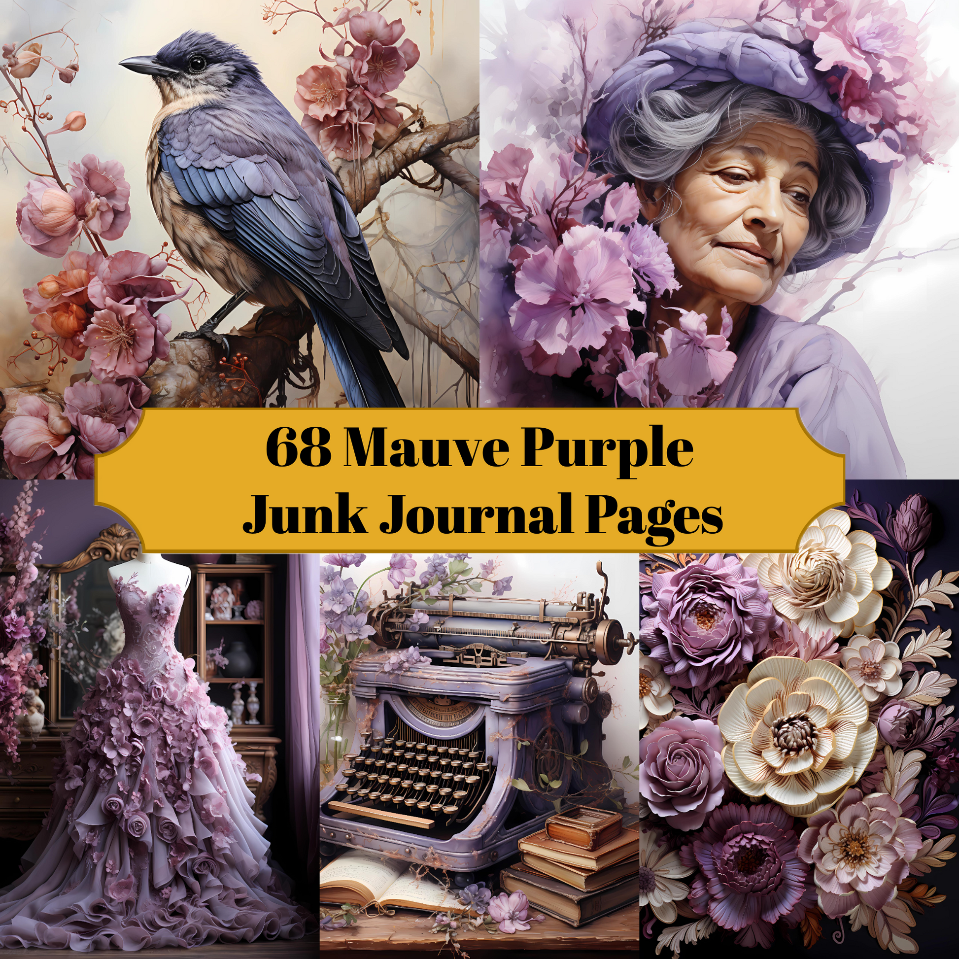 Mauve Purple Junk Journal Pages - CraftNest