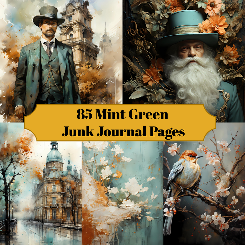 Mint Green Junk Journal Pages - CraftNest