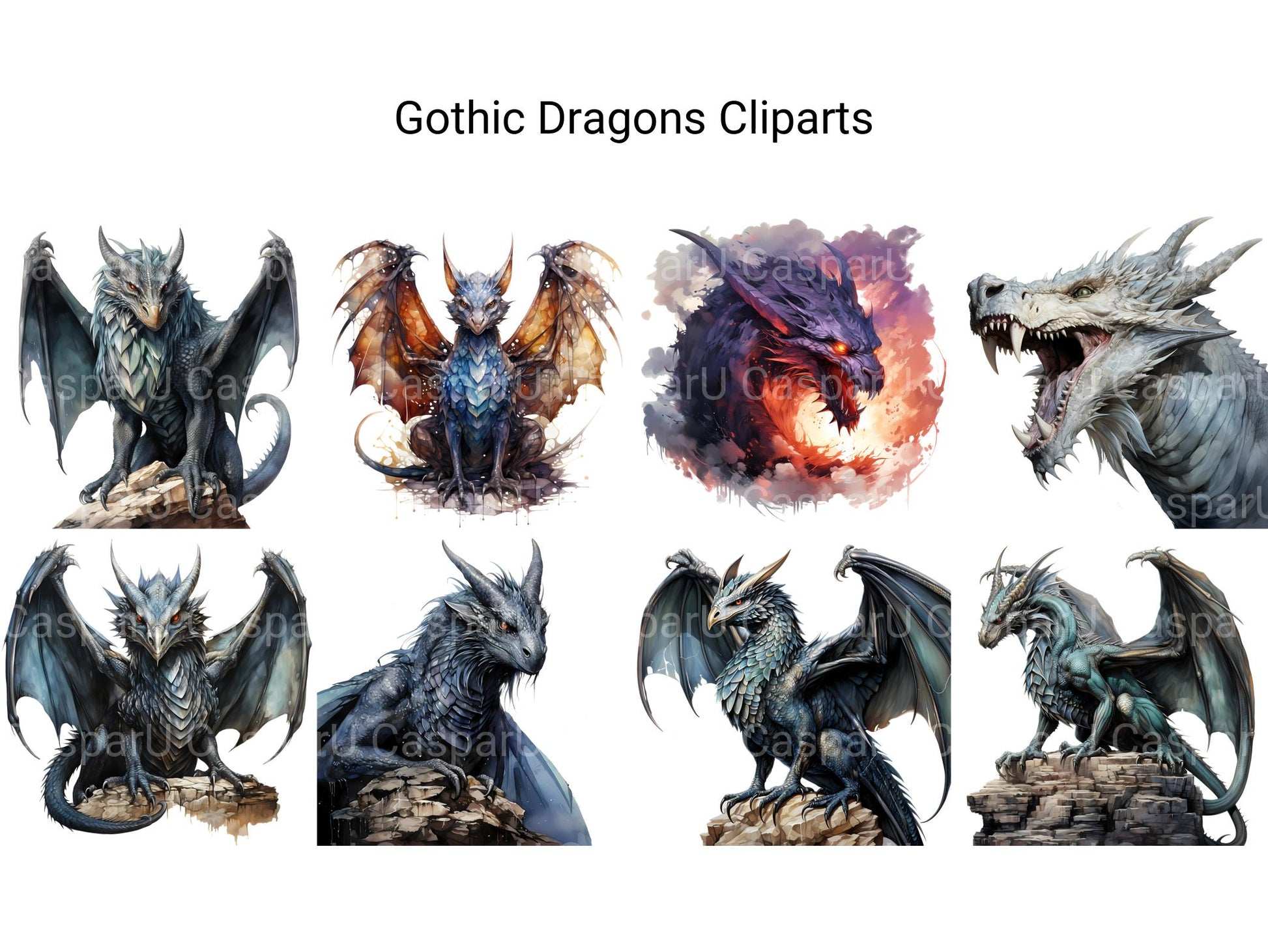 Gothic Dragons Clipart - CraftNest