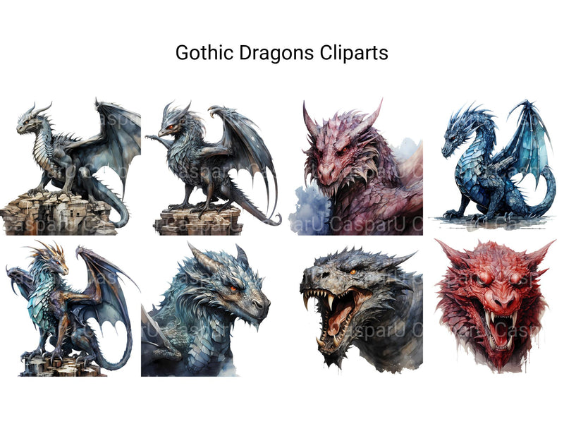 Gothic Dragons Clipart - CraftNest