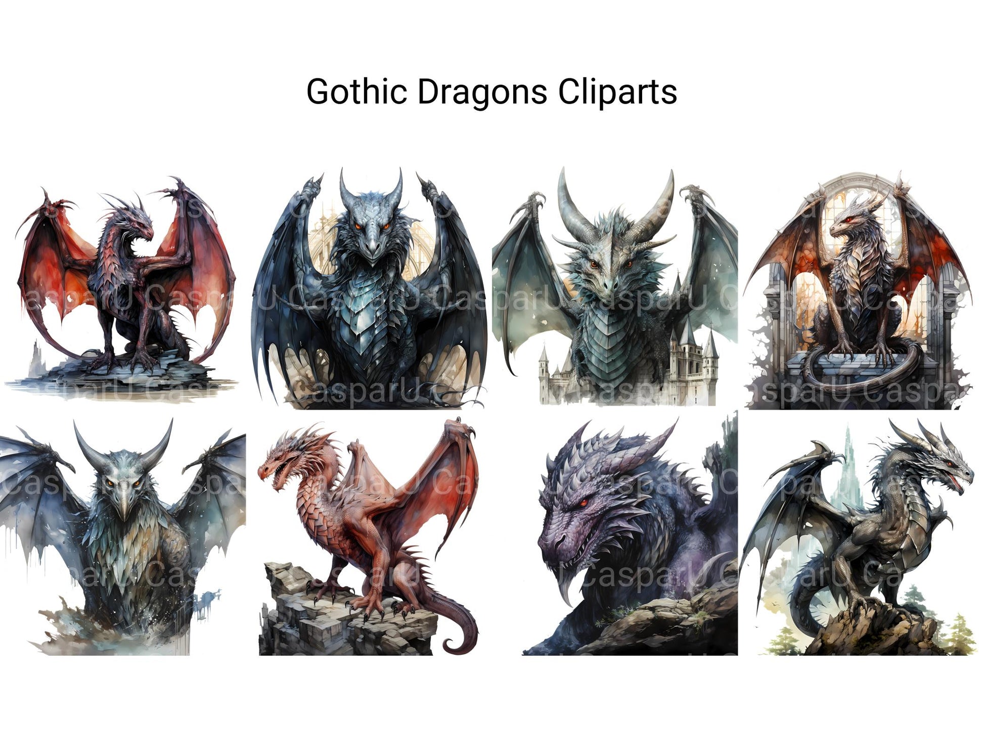 Gothic Dragons Clipart - CraftNest