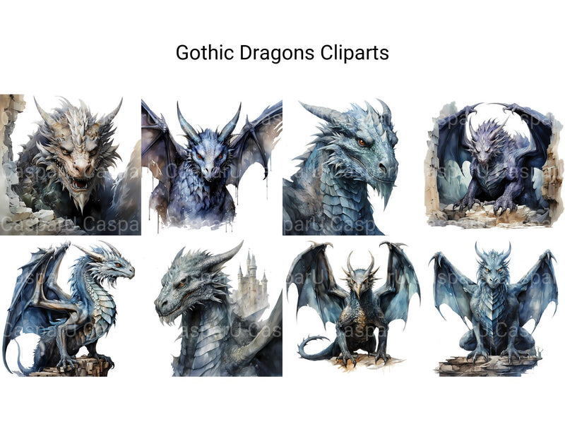 Gothic Dragons Clipart - CraftNest