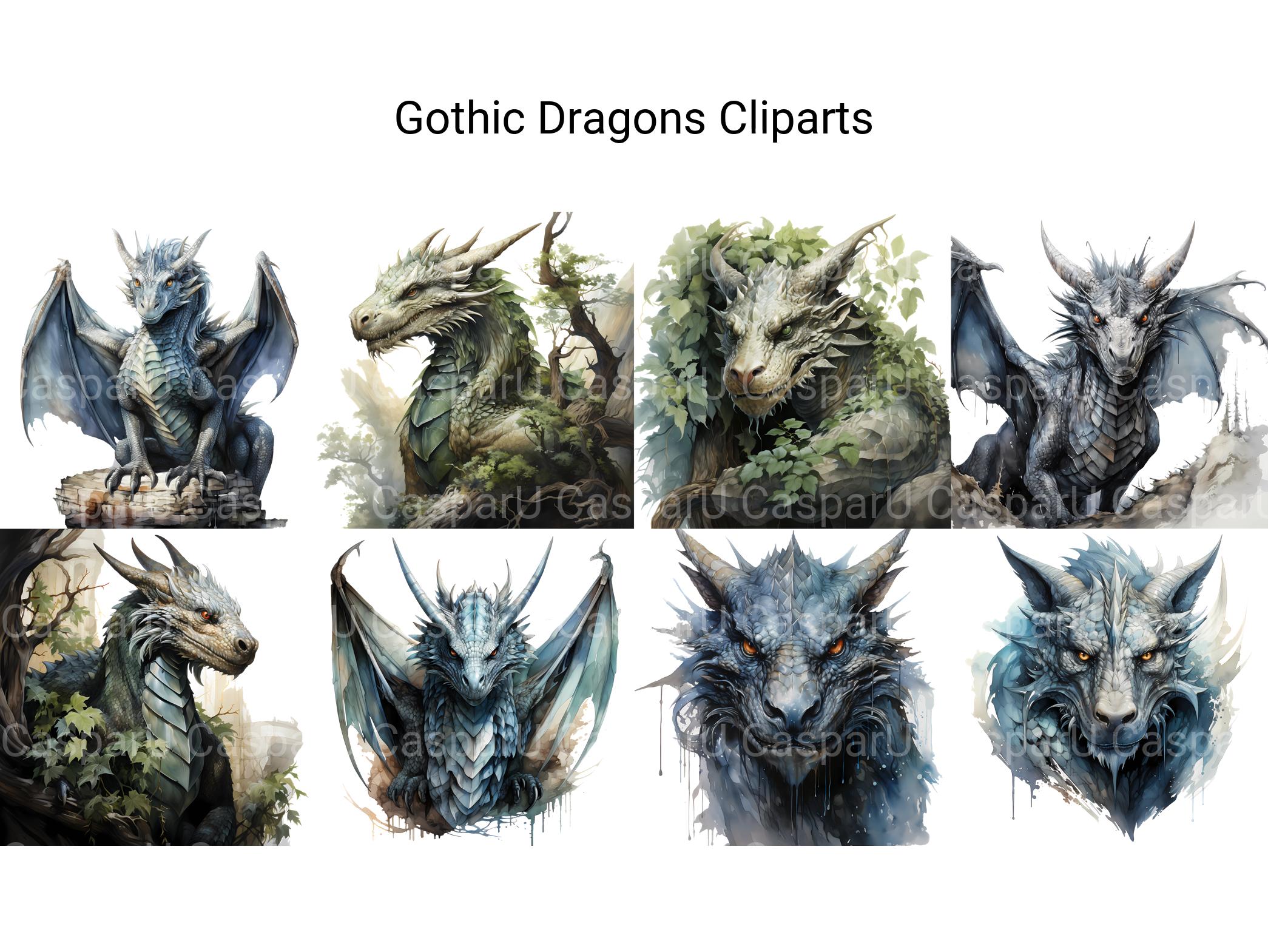 Gothic Dragons Clipart - CraftNest