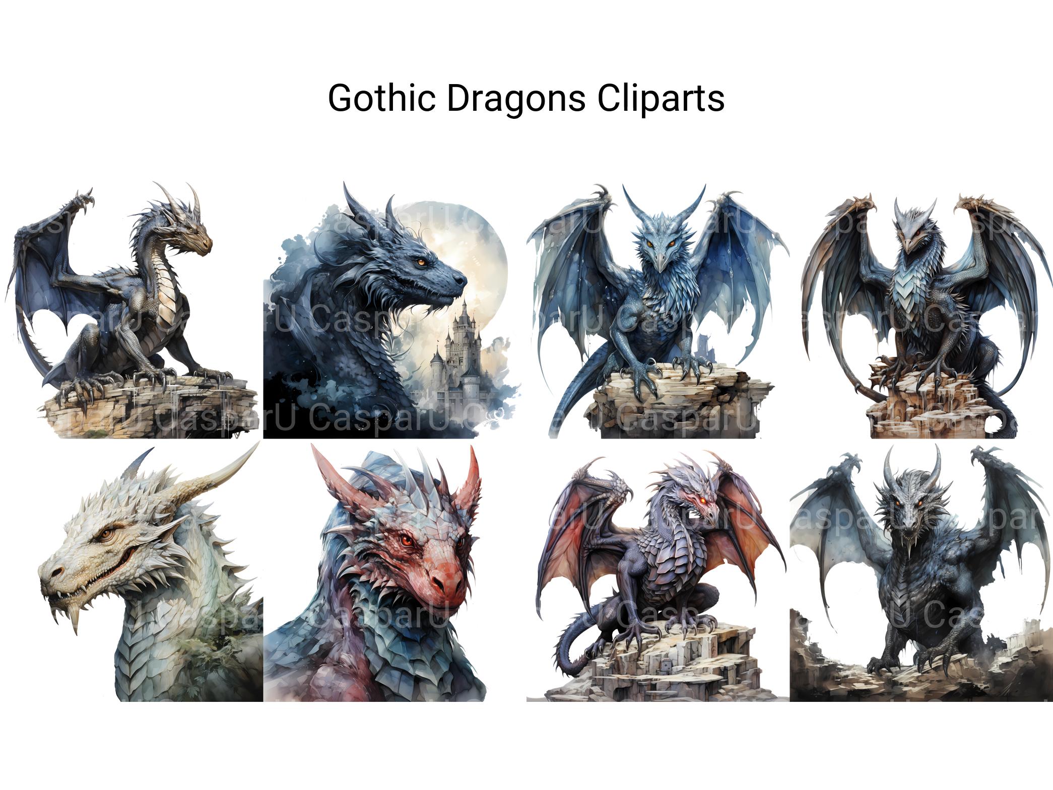 Gothic Dragons Clipart - CraftNest