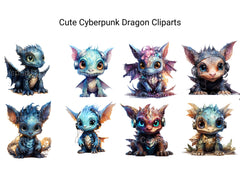 Cute Cyberpunk Dragon Clipart - CraftNest