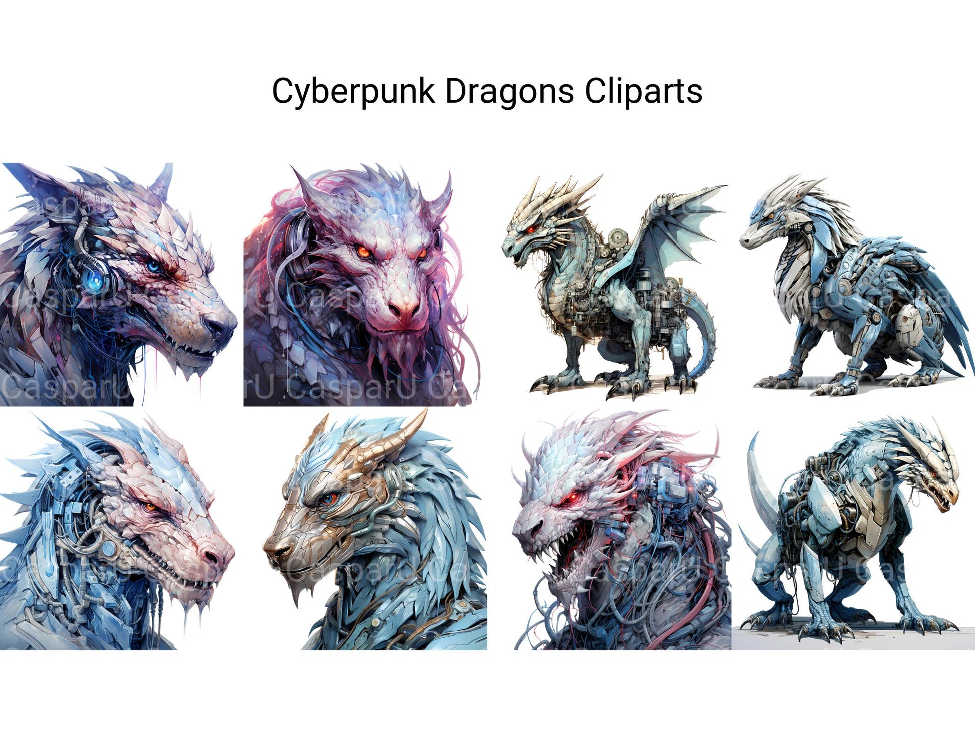 Cyberpunk Dragons Clipart - CraftNest