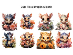 Cute Floral Dragon Clipart - CraftNest