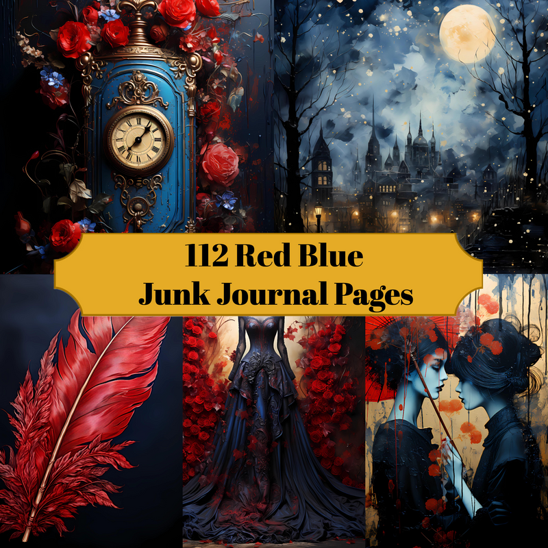 Red Blue Junk Journal Pages - CraftNest