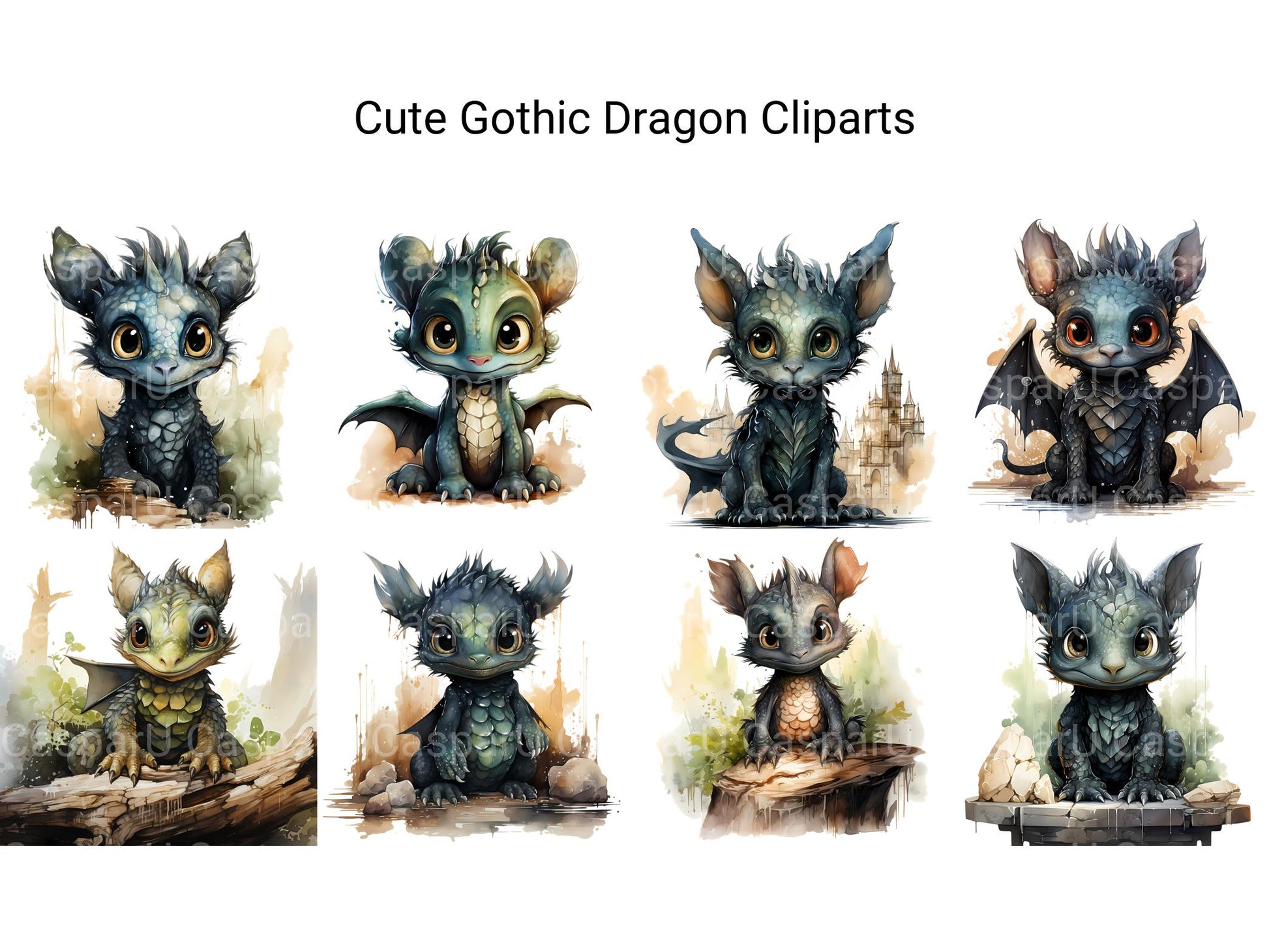 Cute Gothic Dragon Clipart - CraftNest