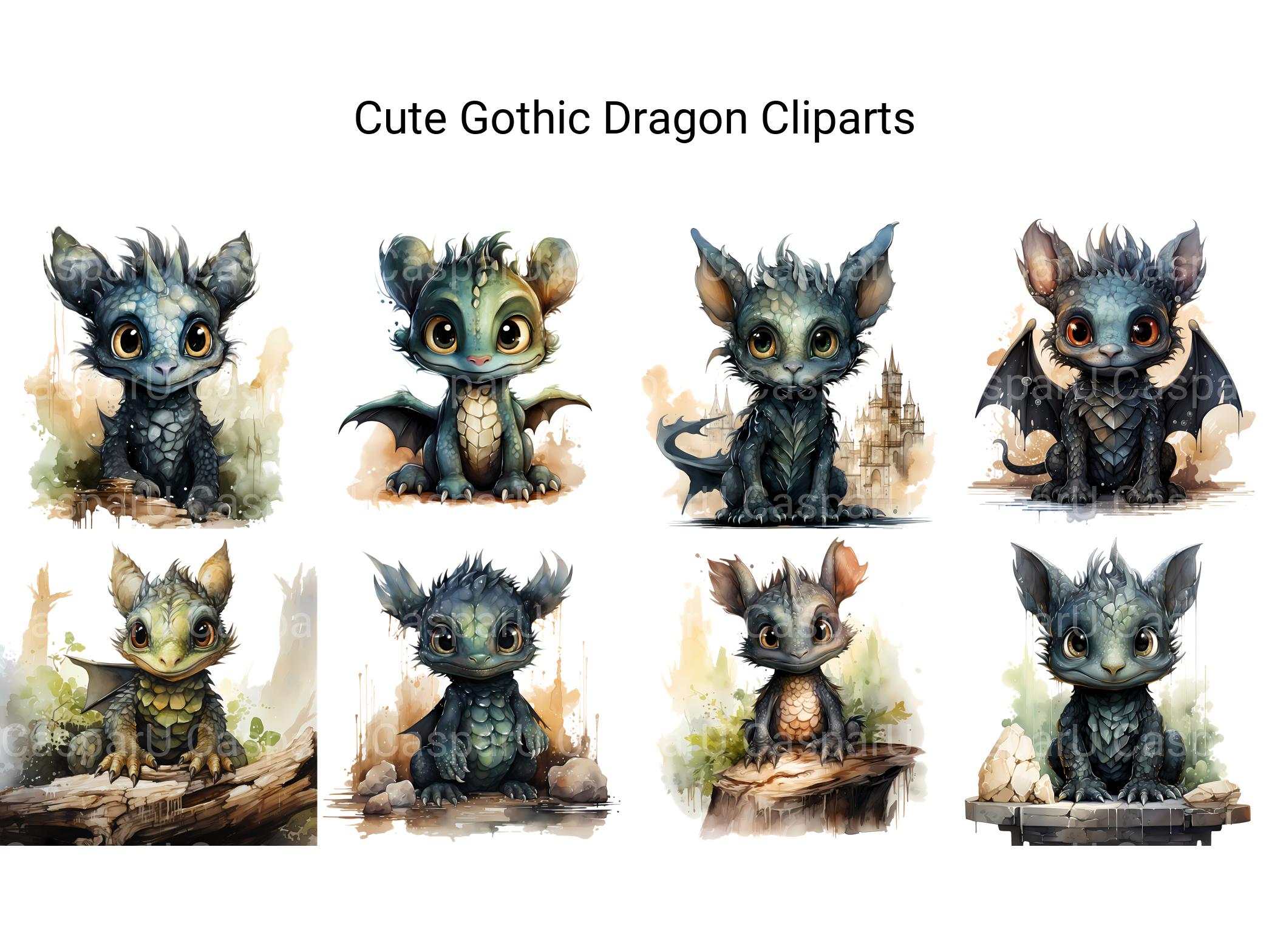 Cute Gothic Dragon Clipart - CraftNest