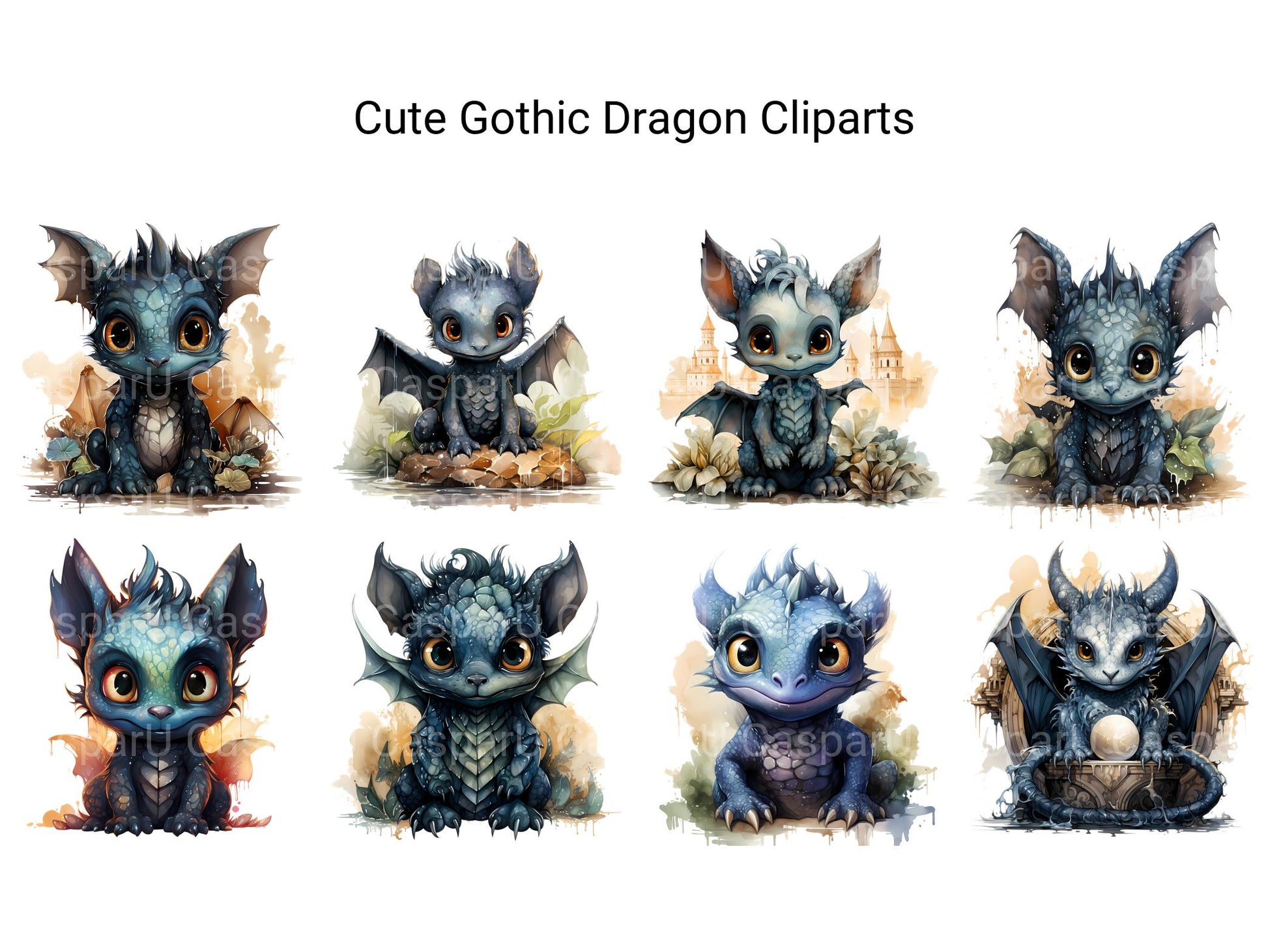 Cute Gothic Dragon Clipart - CraftNest