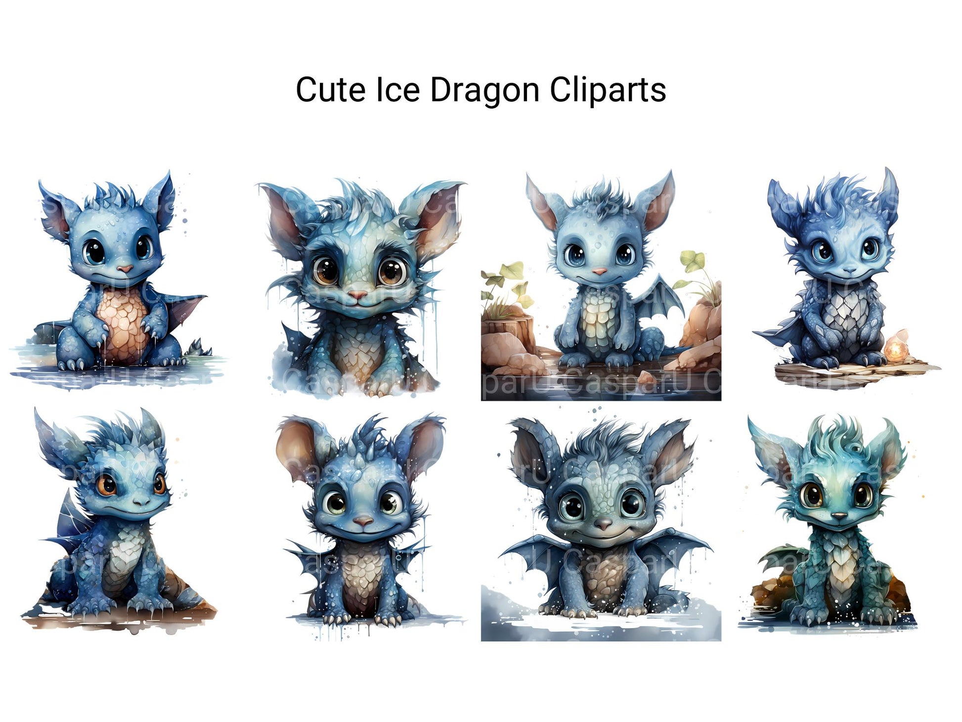 Cute Ice Dragon Clipart - CraftNest