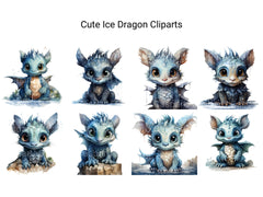 Cute Ice Dragon Clipart - CraftNest