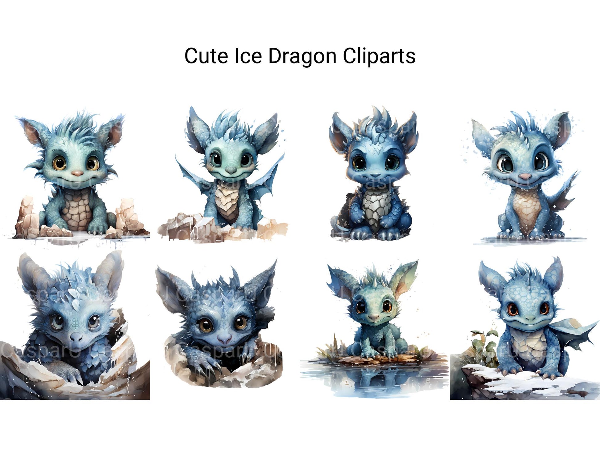 Cute Ice Dragon Clipart - CraftNest