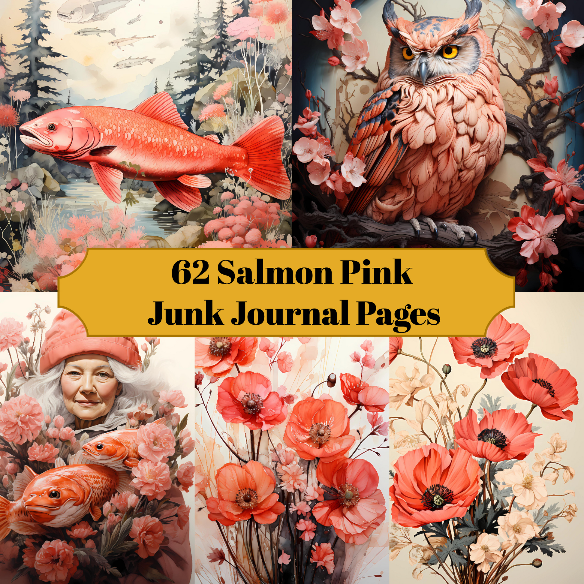 Salmon Pink Junk Journal Pages - CraftNest