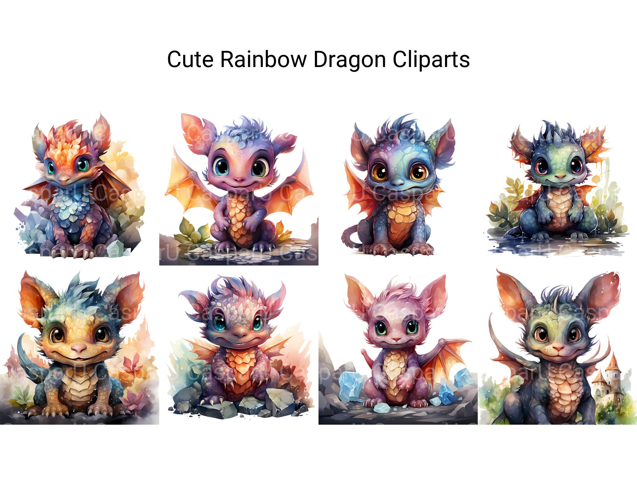 Cute Rainbow Dragon Clipart - CraftNest