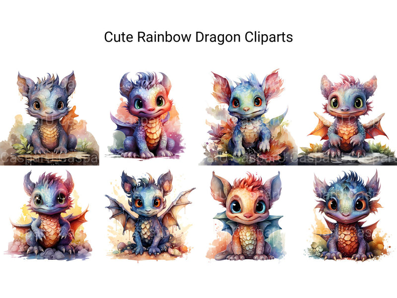 Cute Rainbow Dragon Clipart - CraftNest