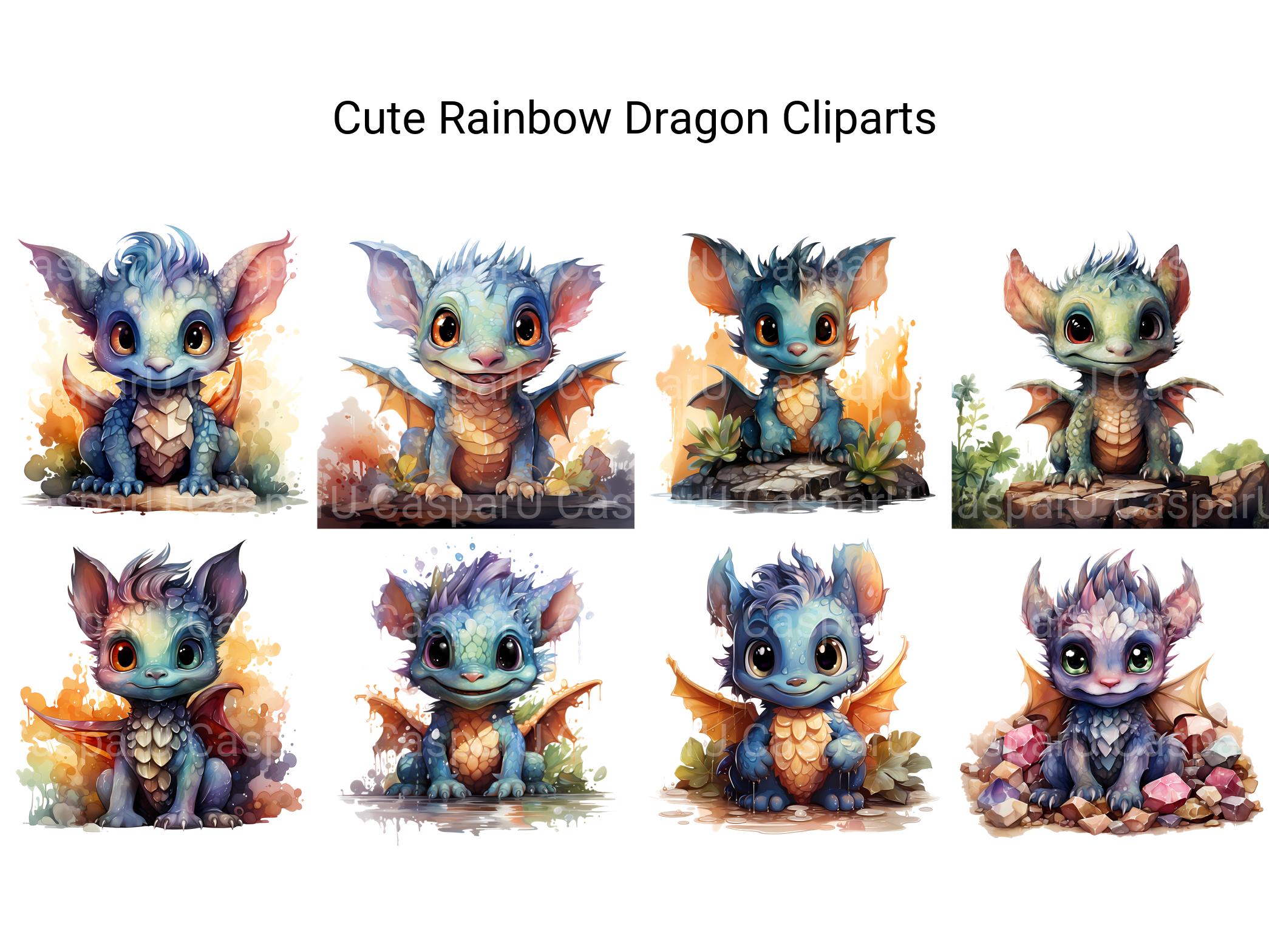 Cute Rainbow Dragon Clipart - CraftNest