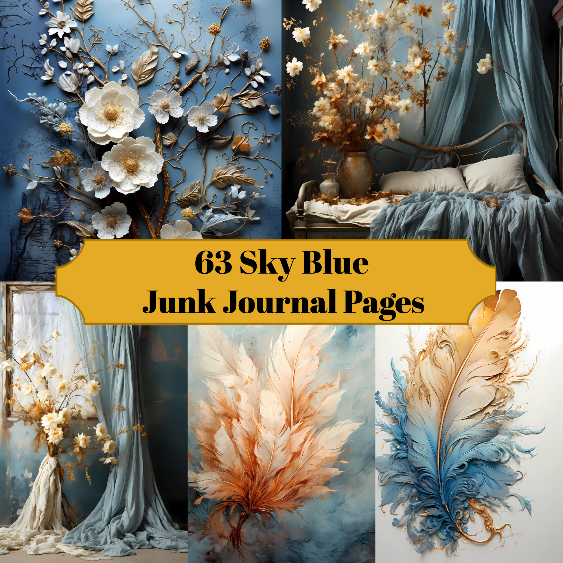 Sky Blue Junk Journal Pages - CraftNest