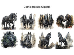 Gothic Horses Clipart - CraftNest