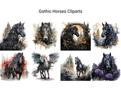 Gothic Horses Clipart - CraftNest