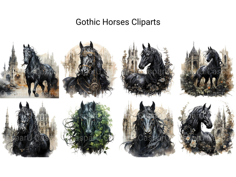 Gothic Horses Clipart - CraftNest