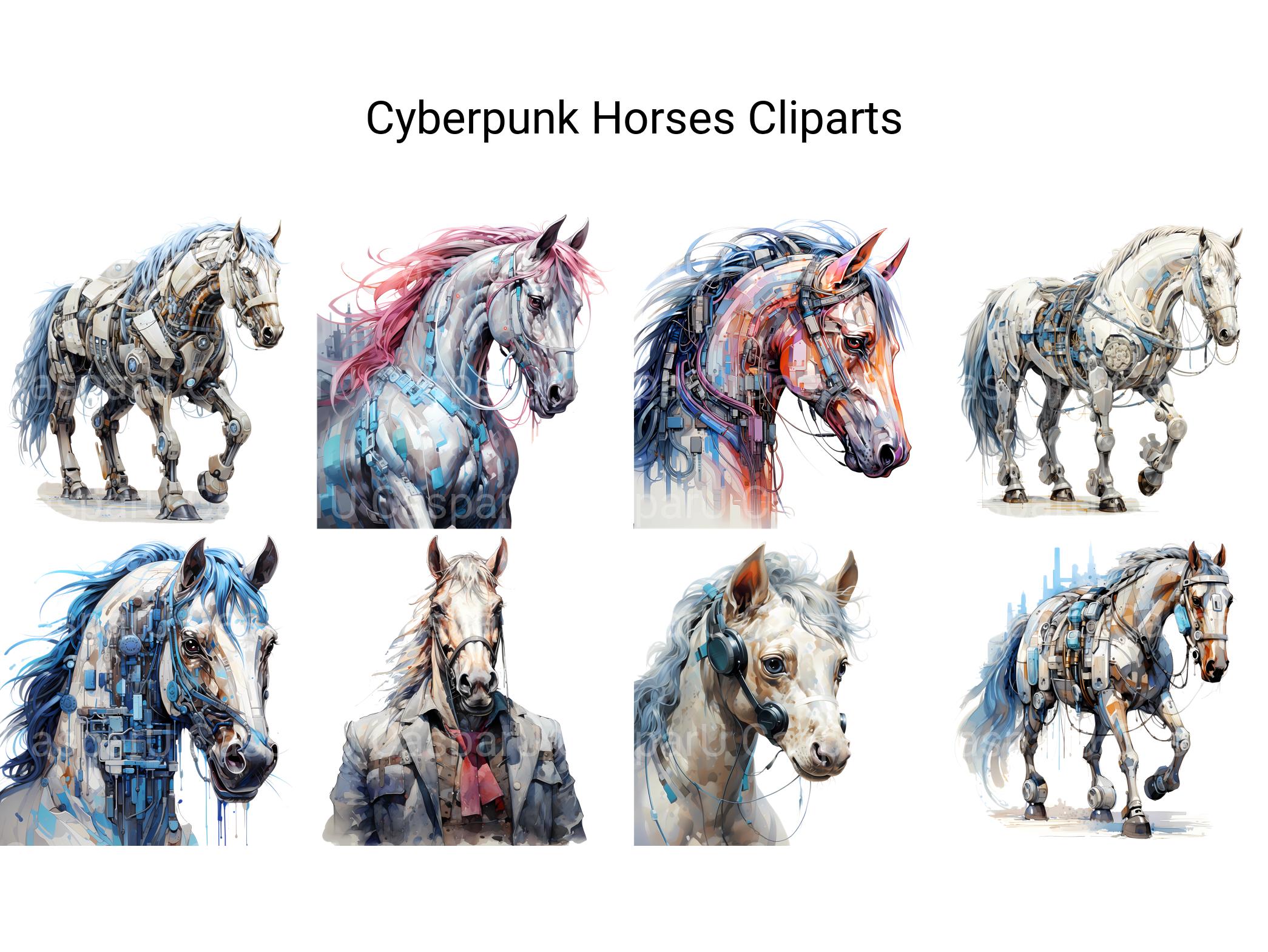 Cyberpunk Horses Clipart - CraftNest