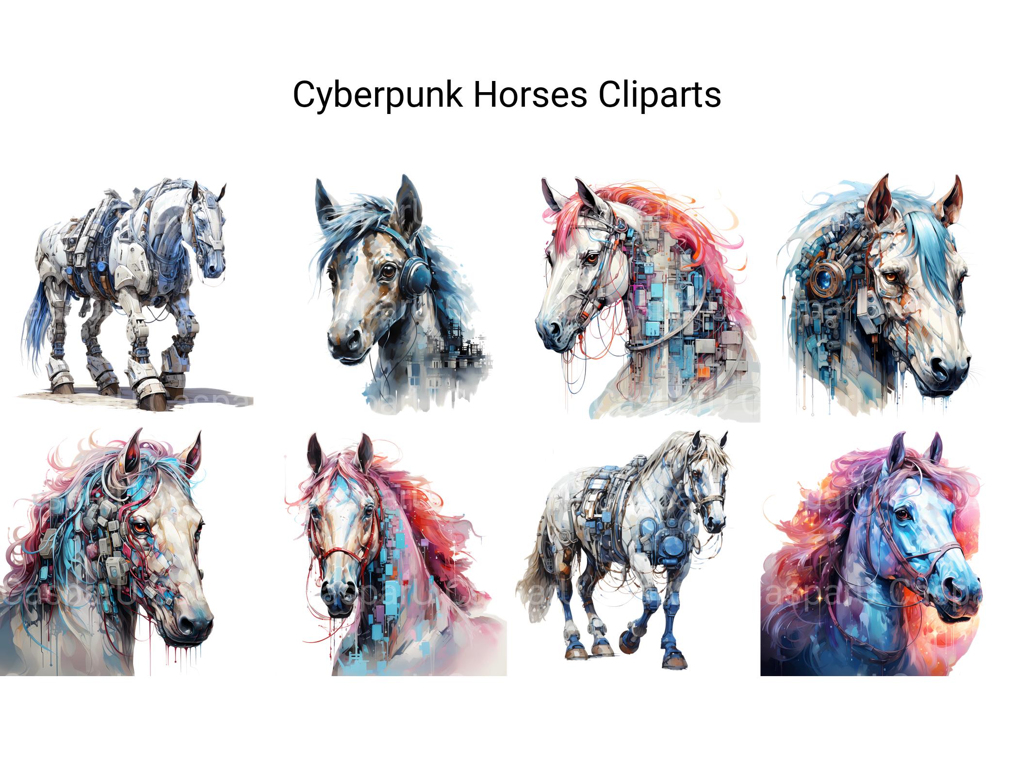 Cyberpunk Horses Clipart - CraftNest